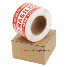20 Roll 500/Roll 3x5 Fragile Stickers Handle With Care Thank You Shipping Labels picture
