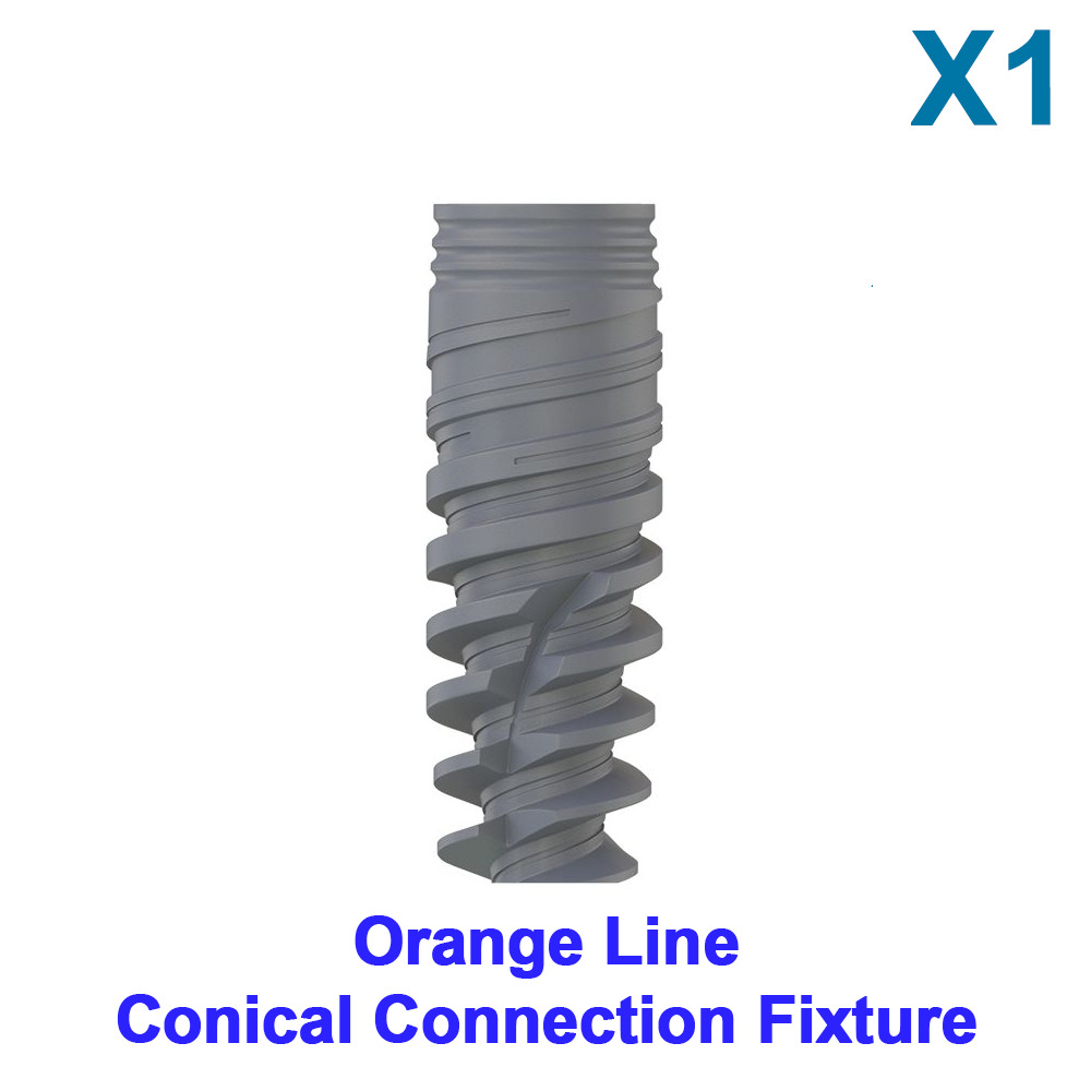1x Dental Spiral Fixture Conical Connection Orange Line Hex Nobel Active