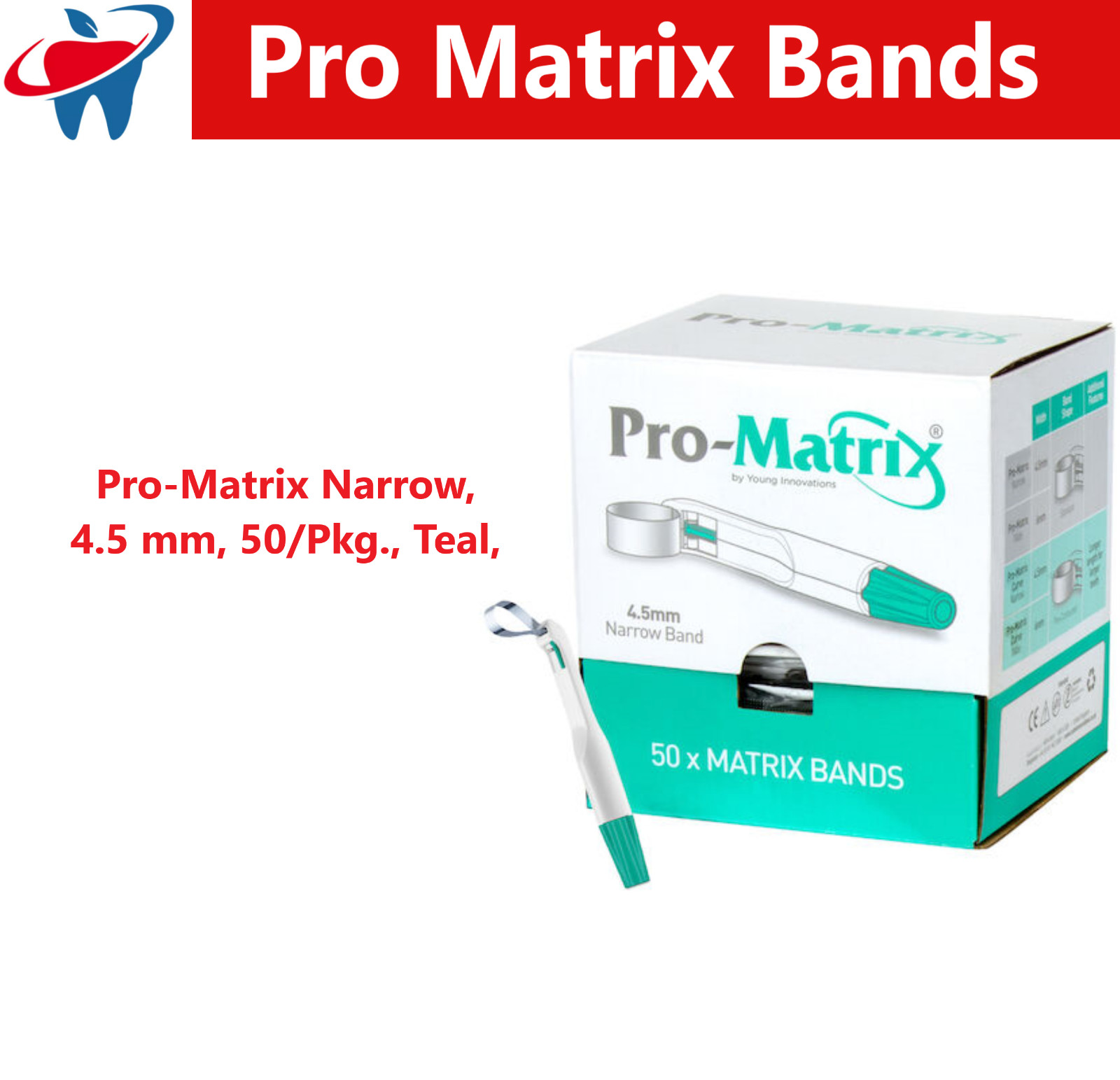 Dental Pro-Matrix Band, Disposable, Contoured MATRICES Bands 6mm / 4.5mm, 50/Bx Dental Pro-Matrix Band, Disposable, Contoured MATRICES Bands 6mm / 4.5mm, 50/Bx