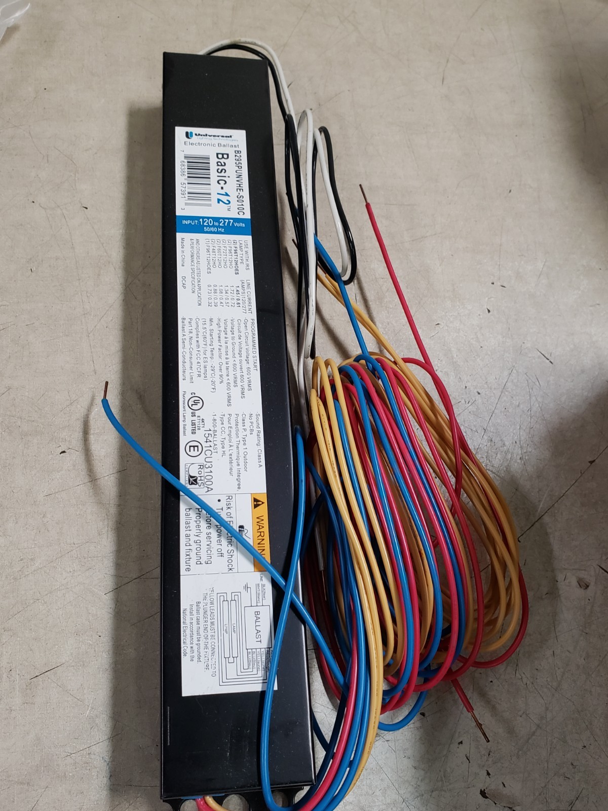 Universal Lighting B295PUNVHE-S010C Electronic Ballast 120/277V Universal Lighting B295PUNVHE-S010C Electronic Ballast 120/277V
