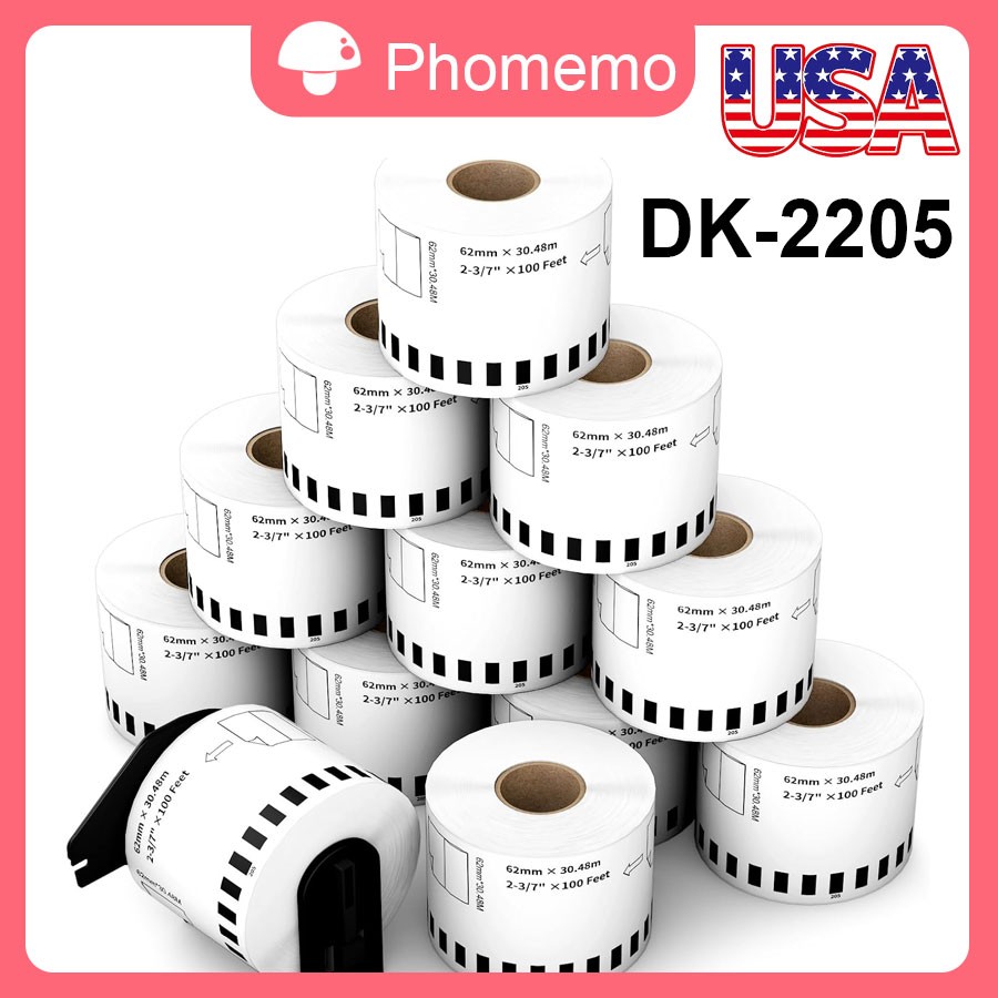 50Rolls 62mm DK-2205 DK2205 Continuous Paper Label W/Frame for Brother QL-570VM