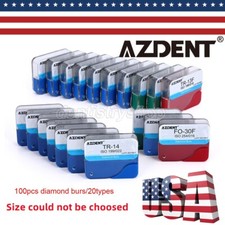 100Pcs AZDENT Dental Diamond Burs High Speed Handpiece Friction Grip 20 Types picture