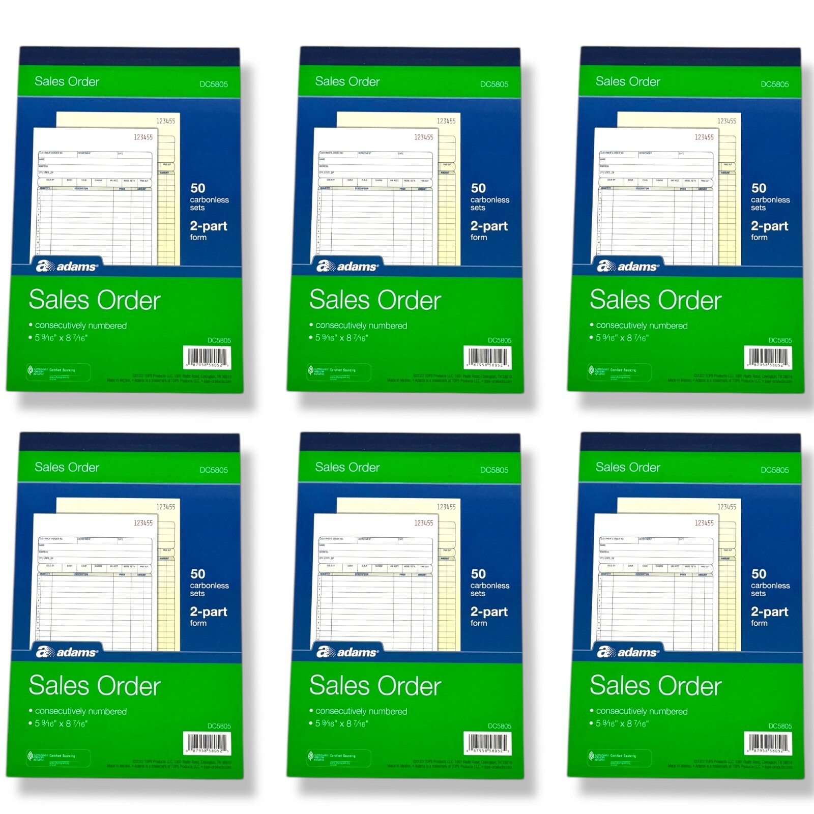 6×50=300 Sets Adams DC5805 Invoice Sales Order Books 2-Part Carbonless Copy Form 6×50=300 Sets Adams DC5805 Invoice Sales Order Books 2-Part Carbonless Copy Form
