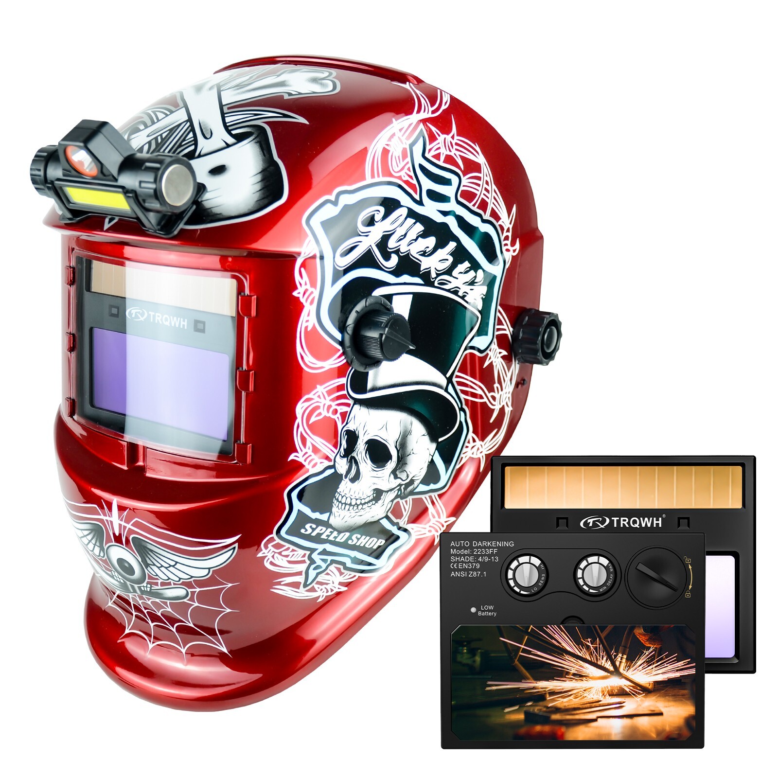 TRQWH Solar-Powered True Color Auto-Darkening Welding Helmet & Replacement Len TRQWH Solar-Powered True Color Auto-Darkening Welding Helmet & Replacement Len