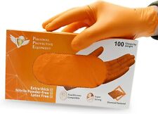 S&G Heavy Duty Orange Nitrile Disposal Gloves Powder Latex Free 8 Mil  ML XL XXL picture