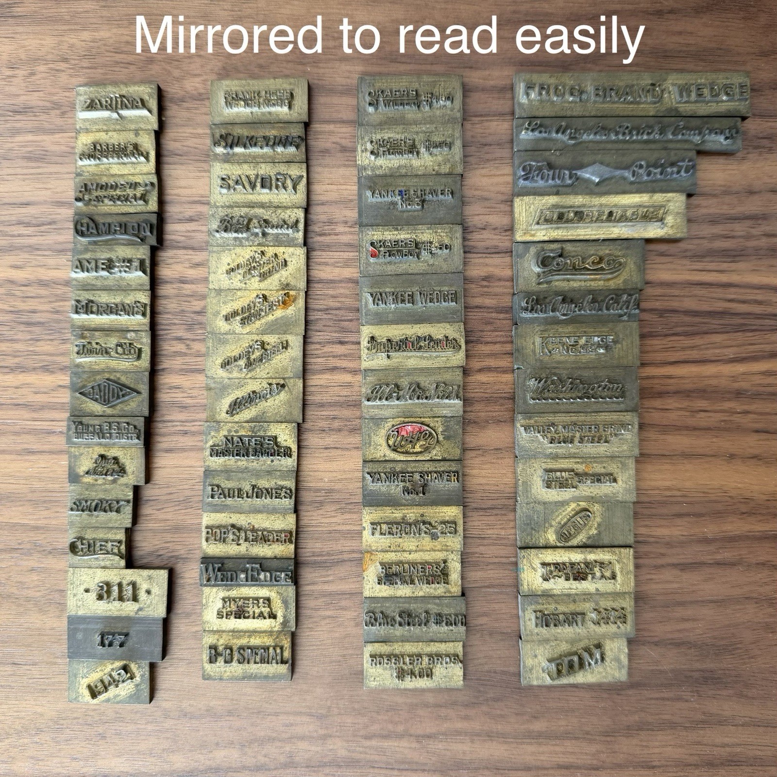 Vintage Brass Metal Stamping Dies Lot 57 Straight Razor Knife Cutlery Logos Vintage Brass Metal Stamping Dies Lot 57 Straight Razor Knife Cutlery Logos