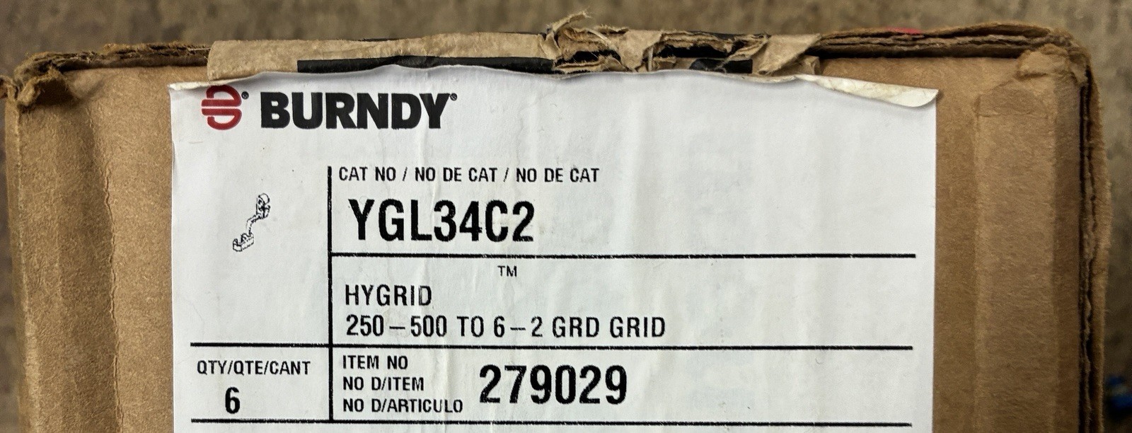 Qty 5 BURNDY YGL34C2 copper grounding crimp 250-500 MCM to 6-2 ground grid Qty 5 BURNDY YGL34C2 copper grounding crimp 250-500 MCM to 6-2 ground grid