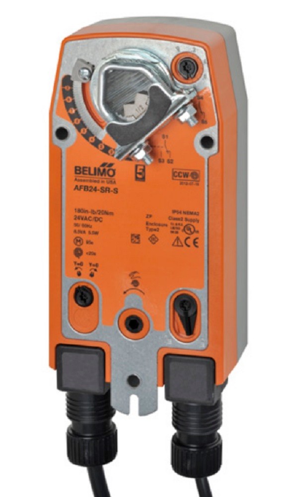 Belimo AFB24-SR-S Actuator, 180 in-lb 20 Nm, Spring Return, 2...10 V, Modulating Belimo AFB24-SR-S Actuator, 180 in-lb 20 Nm, Spring Return, 2...10 V, Modulating