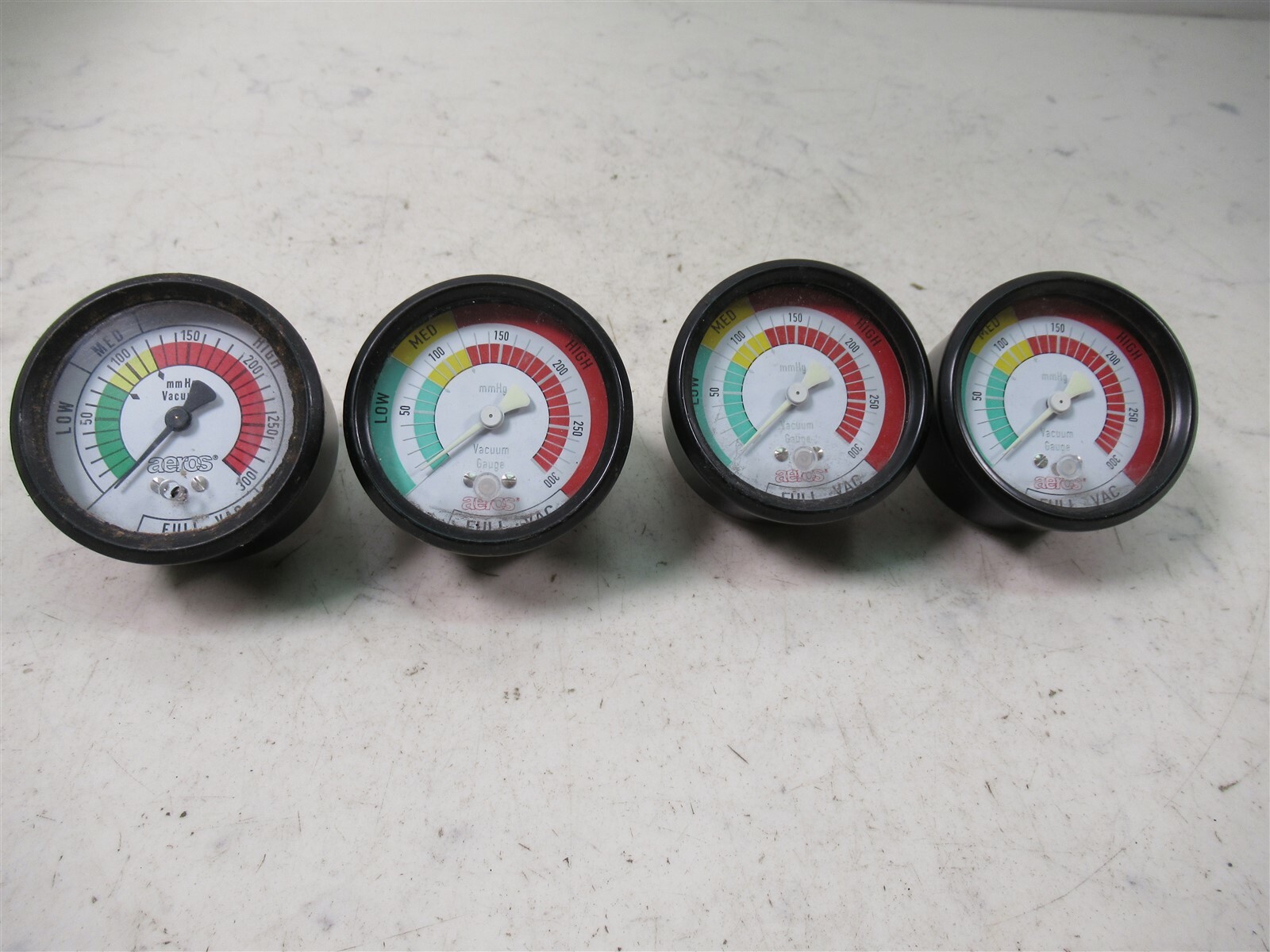 Lot of 4 Aeros Vacuum Gauge Pump Analog Panel Meters mmHg 0-300 Pneumatic Lot of 4 Aeros Vacuum Gauge Pump Analog Panel Meters mmHg 0-300 Pneumatic