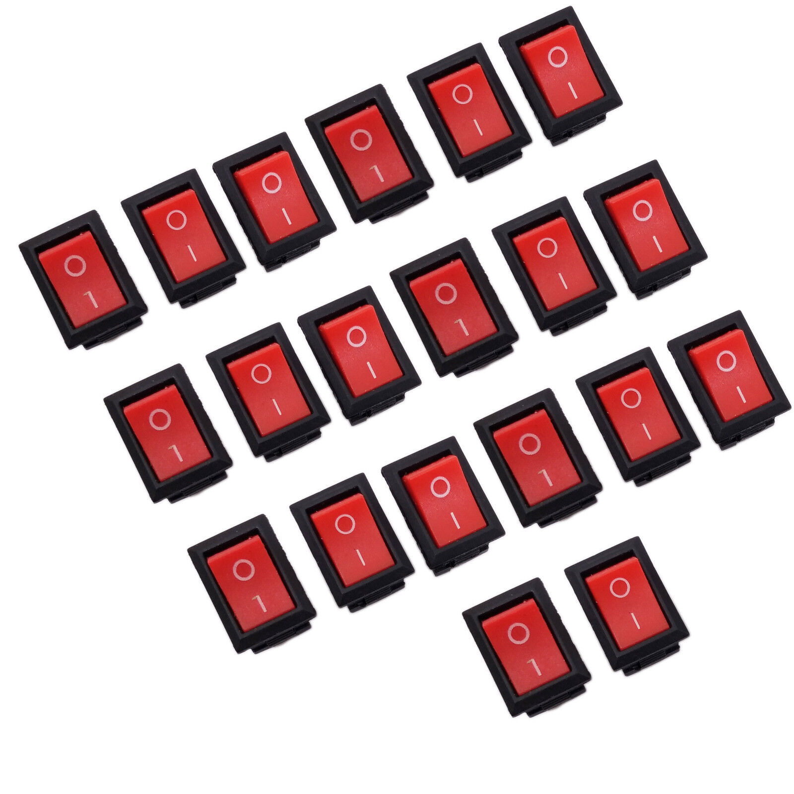 US Stock 20pcs KCD1-102 Mini Rocker Red 10A 3 Pin SPST ON-OFF Switch 15 x 21mm