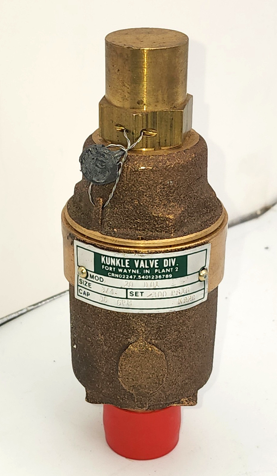 Kunkle Safety Relief Valve 20-D01 USA Made 35 GPM, 3/4\ Kunkle Safety Relief Valve 20-D01 USA Made 35 GPM, 3/4\