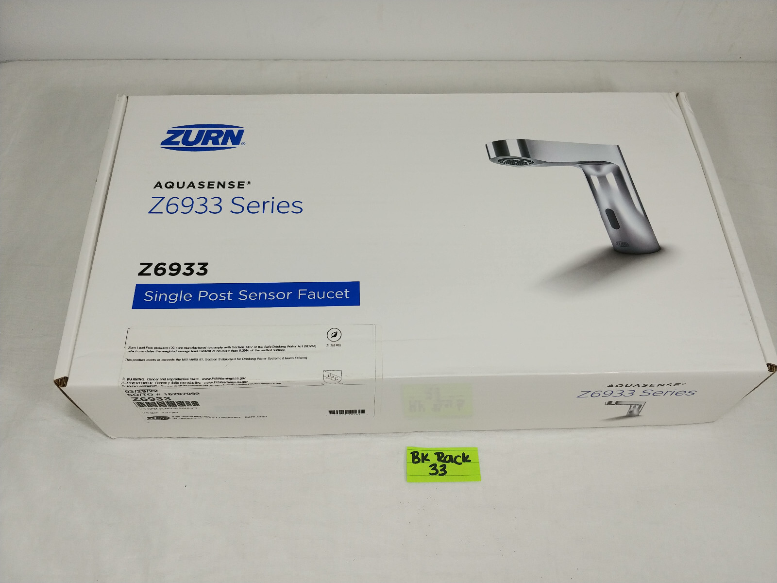Zurn Z6933 Aquasense Single Hole Sensor Faucet 0.5 GPM NEW w/ Zurn Z6933 Aquasense Single Hole Sensor Faucet 0.5 GPM NEW w/