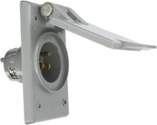 Leviton 5278-CWP Straight Blade Flanged Male Power Inlet Receptacle, 15 gray  picture