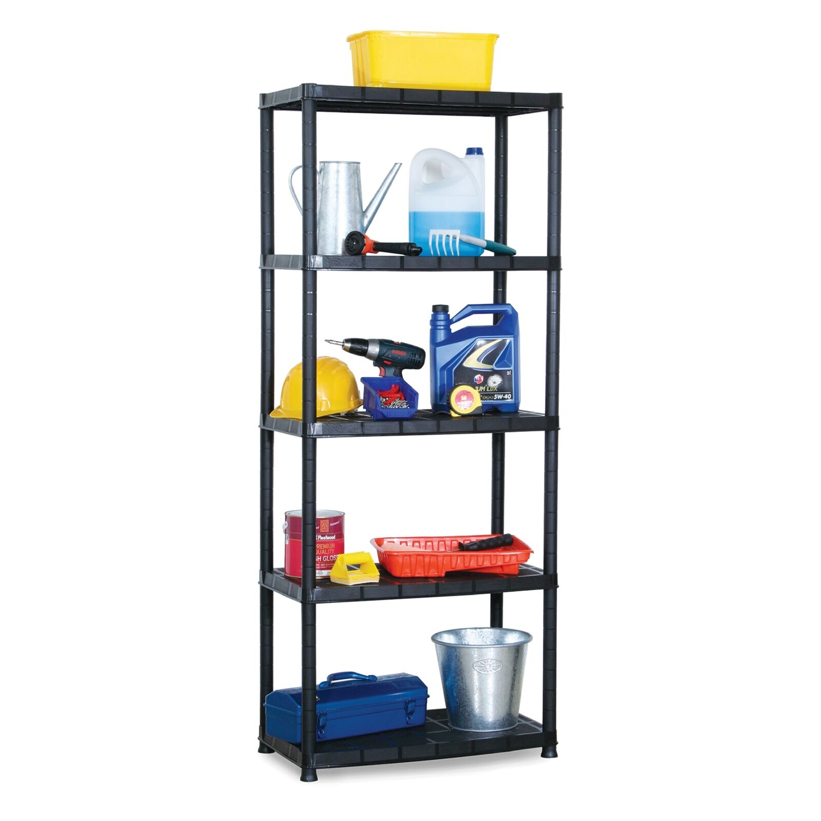 Ram Quality Products Platin 15 inch 5 Tier Plastic Storage Shelves, Black (Used)
