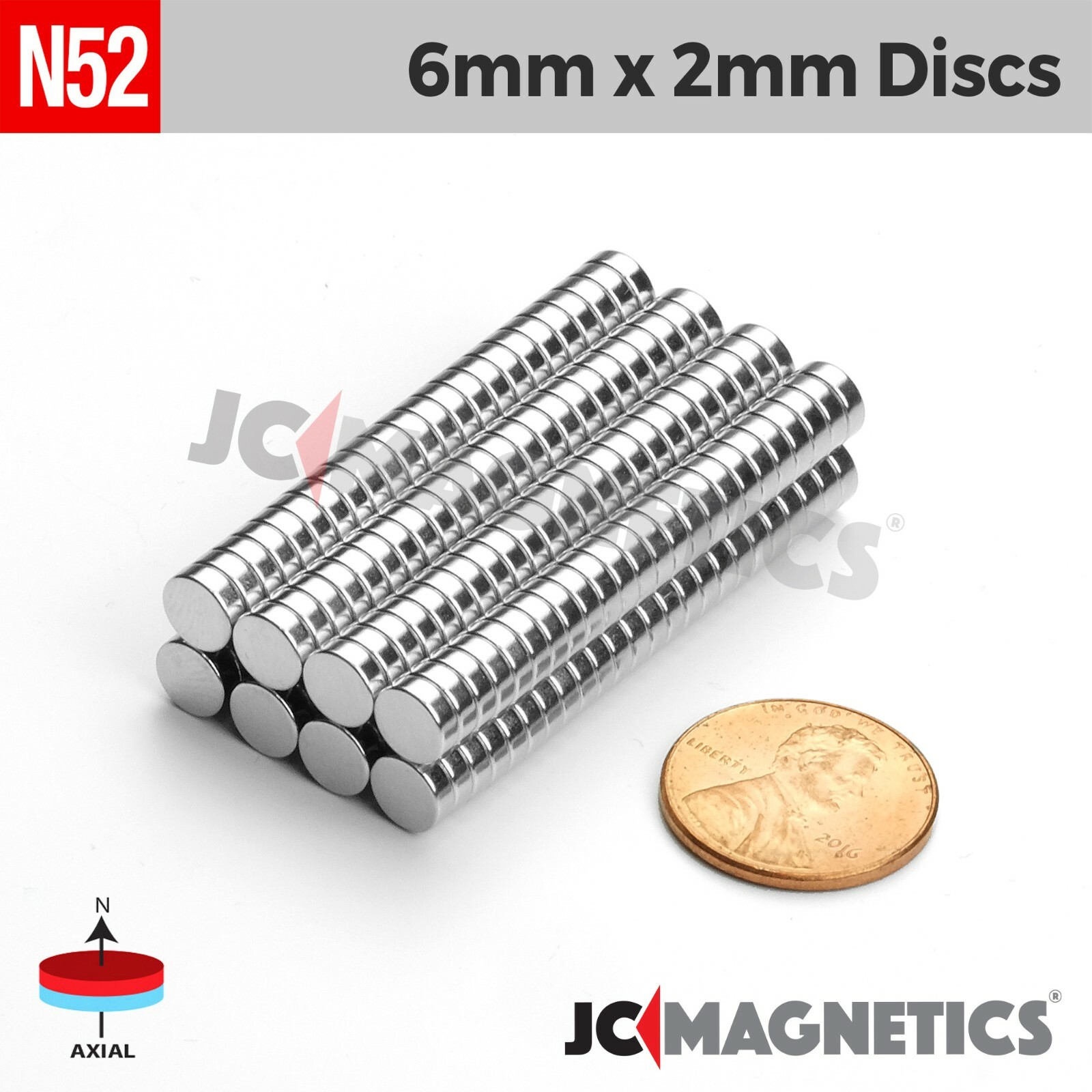 6mm x 2mm N52 Round Disc Rare Earth Neodymium Magnet 6x2mm