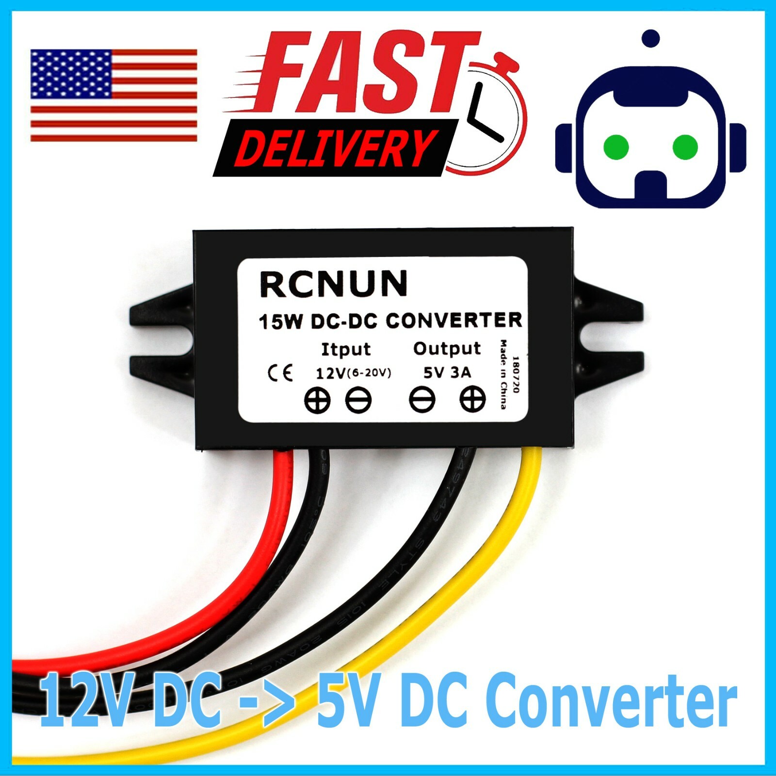 Waterproof DC-DC Converter 12V Step Down to 5V Power Supply Module 3A 15W Black Waterproof DC-DC Converter 12V Step Down to 5V Power Supply Module 3A 15W Black