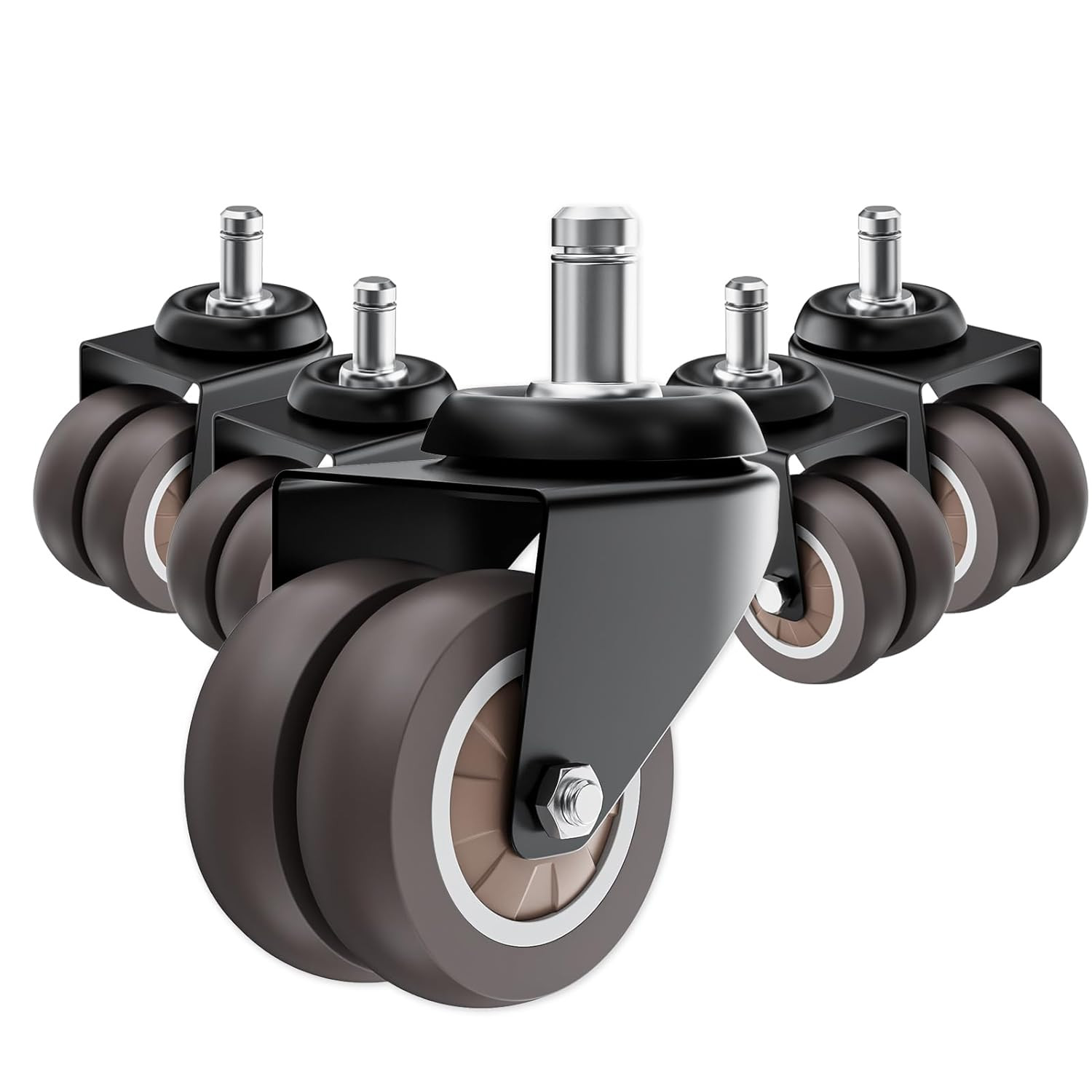 2 Inch Office Chair Wheels (Set of 5), Heavy Duty Grey Rubber Chair Casters Repl 2 Inch Office Chair Wheels (Set of 5), Heavy Duty Grey Rubber Chair Casters Repl