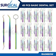 45 Instruments Basic Dental Set Mirror Explorer College Plier Rainbow German Gr picture