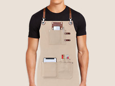 Personalized Apron For Men & Women Handmade, Cross-Back, Leather, Cotton Canvas picture