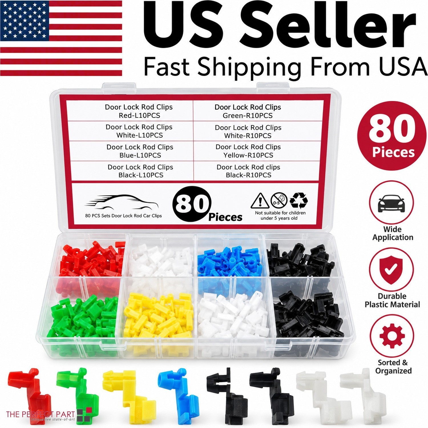 80Pcs Car Door Lock Rod Clips Assortment Kit Door Handle Rod End Retainers L + R 80Pcs Car Door Lock Rod Clips Assortment Kit Door Handle Rod End Retainers L + R