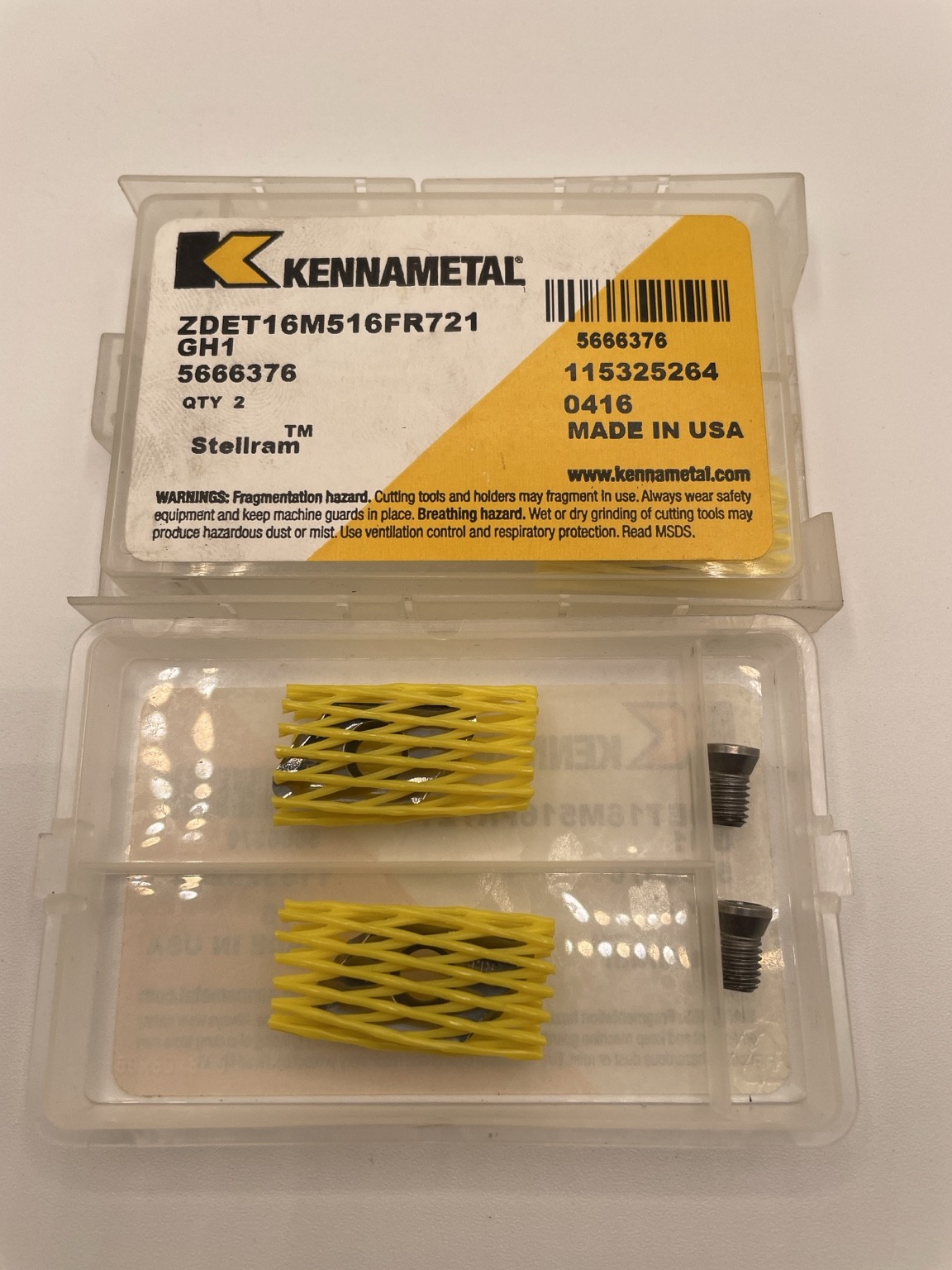 (2 Pcs) New Kennametal Stellram ZDET16M516FR721 GH1 Milling Inserts 5666376 (2 Pcs) New Kennametal Stellram ZDET16M516FR721 GH1 Milling Inserts 5666376