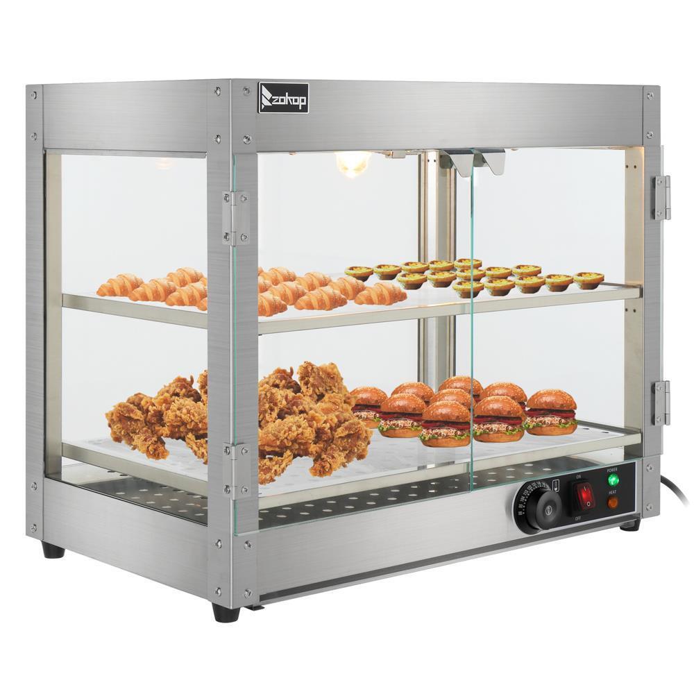 2 Tier Electric 800W Food Warmer Display Case Commercial Food Pizza Showcase New