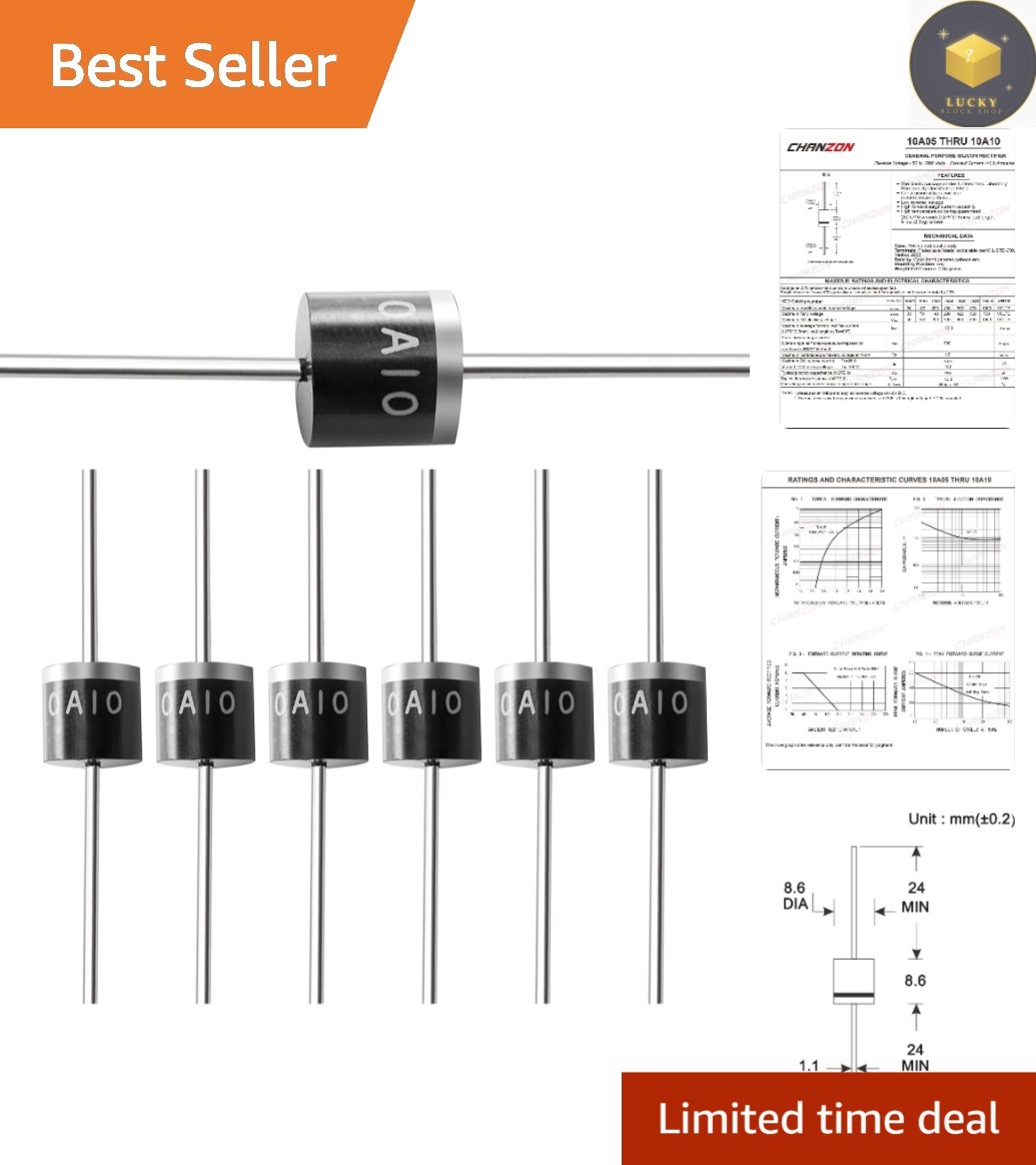 20 Pcs 10A10 Rectifier Diodes - 10A 1000V for Superior Electronic Performance 20 Pcs 10A10 Rectifier Diodes - 10A 1000V for Superior Electronic Performance