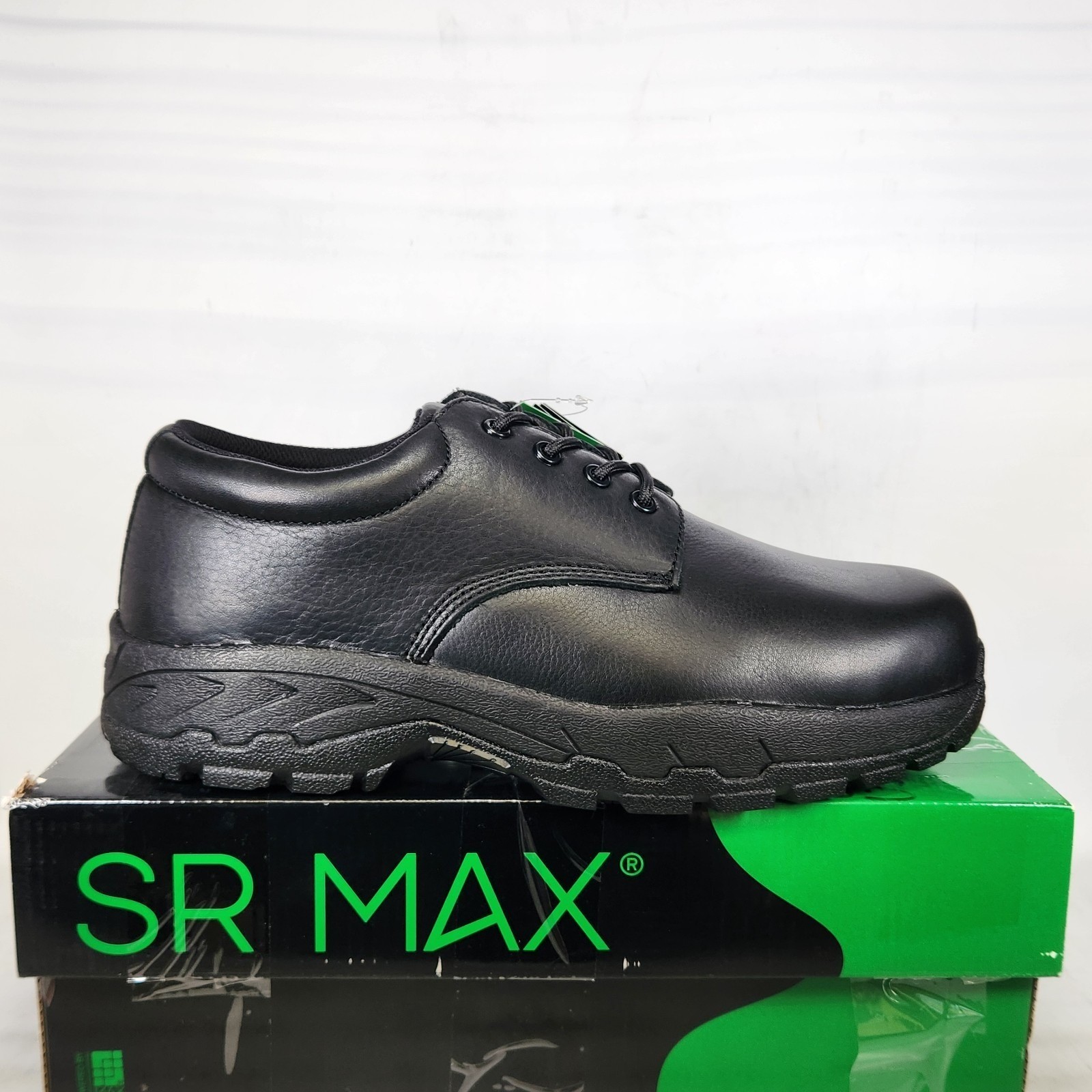 SR Max Burke Work Oxford Men Size 12 WIDE Black Composite Safety Toe Slip Resist