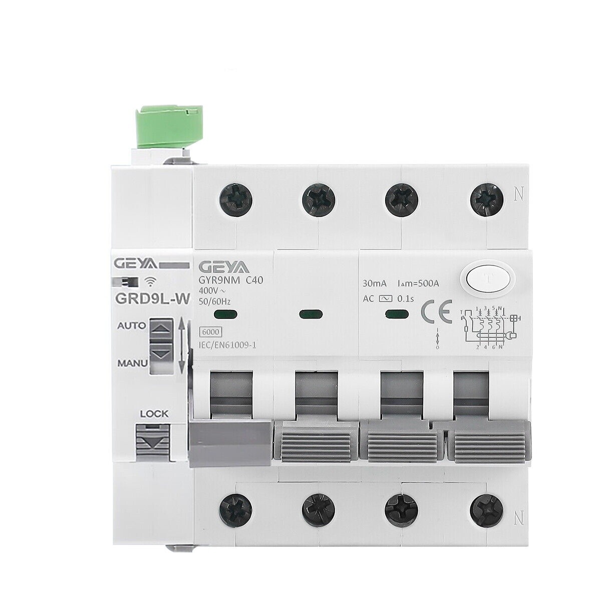 GEYA WIFI Tuya Controller Smart RCBO AC Type 4P AC230V 16/25/40A 30/100/300mA