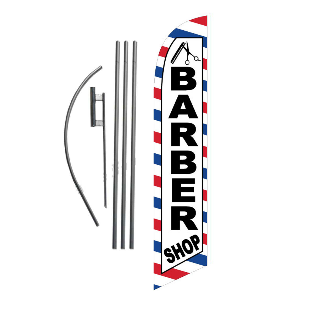 NEW Barber Shop 15\' Feather Banner Swooper Flag Kit with pole+spike haircuts NEW Barber Shop 15\' Feather Banner Swooper Flag Kit with pole+spike haircuts