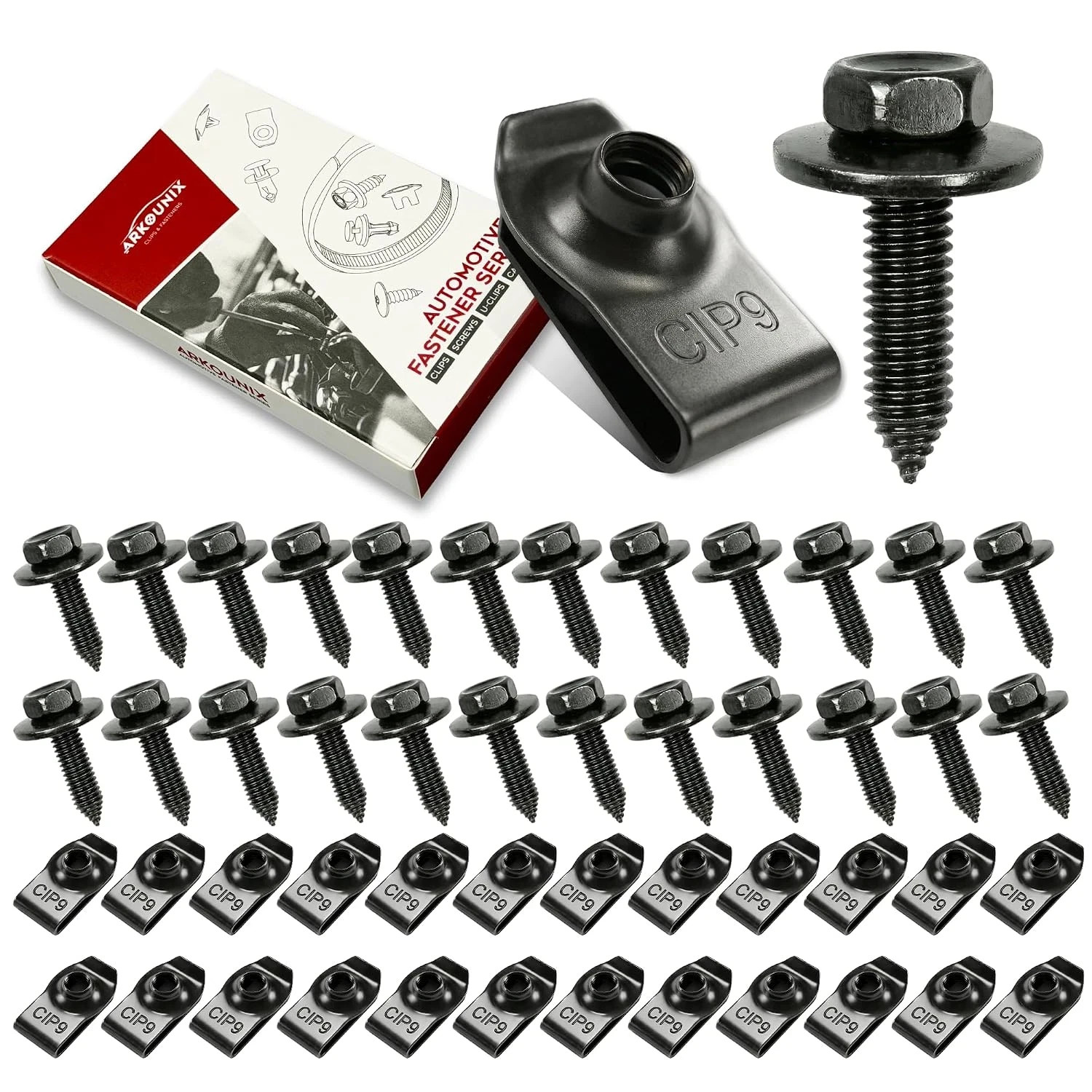 50PCS Automotive Body Bolts and U Nut Clips Kit Fender Bumper Fasteners Set 25x2 50PCS Automotive Body Bolts and U Nut Clips Kit Fender Bumper Fasteners Set 25x2