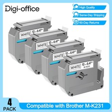 4 PK M-K231 MK-231 Label Tape Compatible with Brother P-touch Label Maker 12mm picture