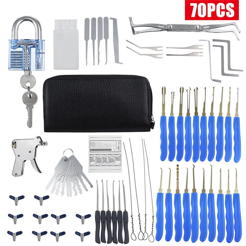 Unlócking 70Pcs Pick Set with Clear Lóck for Lócksmith Picking Stainless Steel Unlócking 70Pcs Pick Set with Clear Lóck for Lócksmith Picking Stainless Steel
