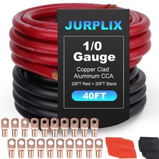 40FT 1/0 AWG Battery Cable 1/0 Gauge Wire Copper Clad Aluminum CCA Amp Wiring picture