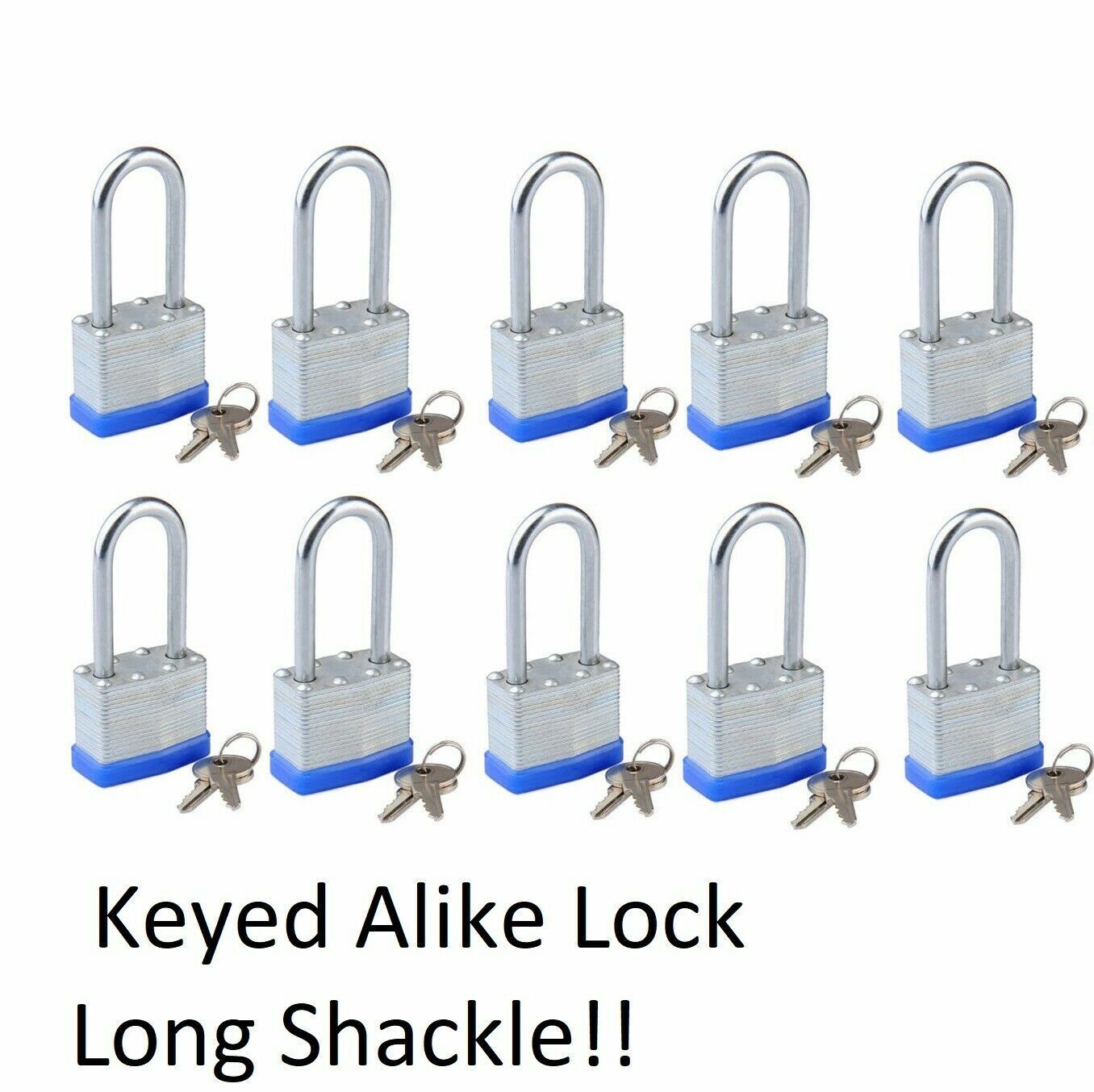 Lot of 10 Piece 40mm Laminated Pad Locks Keyed the Same Alike Wholesale