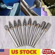 10 Pcs 1/4 Double-Cut Tungsten Steel Carbide Rotary Burr Die Grinder Shank-Bit🔥 picture