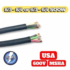8/3-8/4 or 6/3-6/4 8 Gauge 6 AWG SOOW Cable Wire Cord Portable Power 600V USA picture