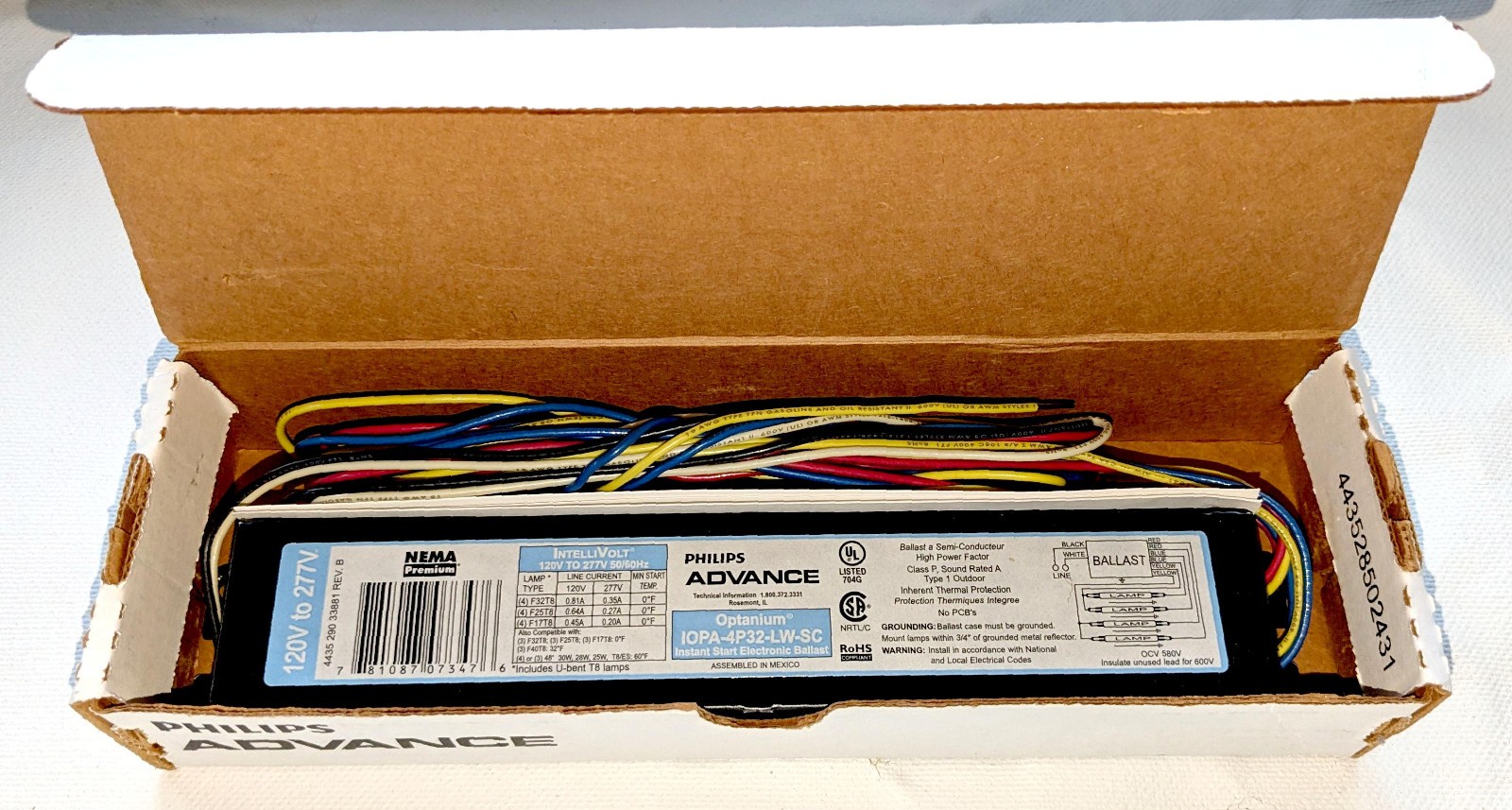 NOS Philips Advance Optanium Ballast IOPA-4P32-LW-SC 120v - 277v 3HCX7 T8 NOS Philips Advance Optanium Ballast IOPA-4P32-LW-SC 120v - 277v 3HCX7 T8