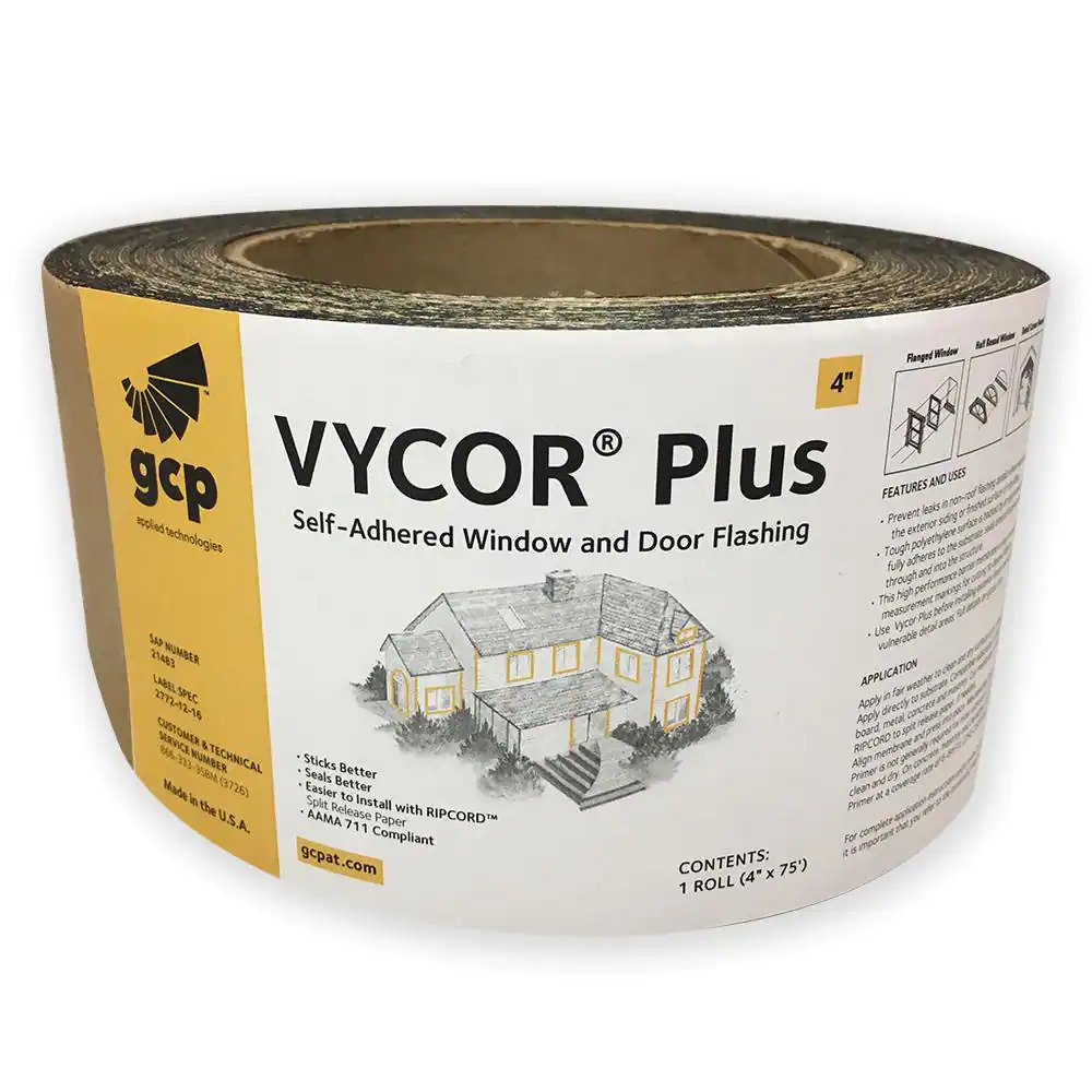 Vycor Plus 4 in. x 75 ft. Roll Fully-Adhered Flashing Windows Doors Prevention