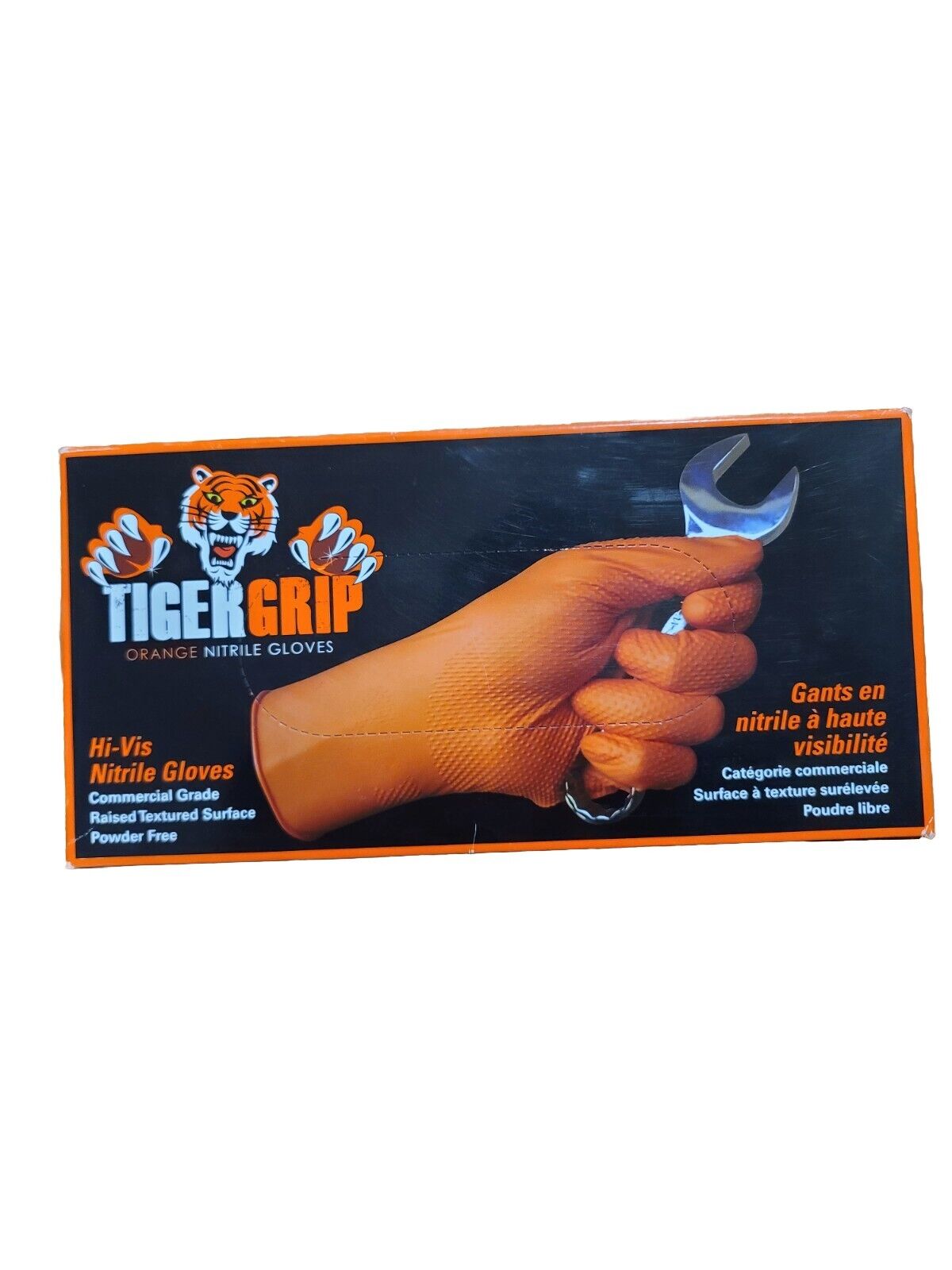 Tiger Grip Orange Grip Disposable Nitrile Gloves, Large Box of 100 - #(8844)