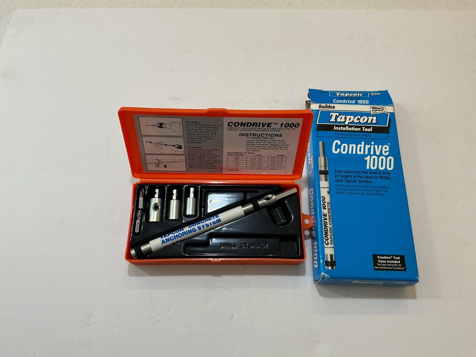 New Tapcon concrete anchoring kit 8 piece Condrive 1000 made in USA by ITW New Tapcon concrete anchoring kit 8 piece Condrive 1000 made in USA by ITW