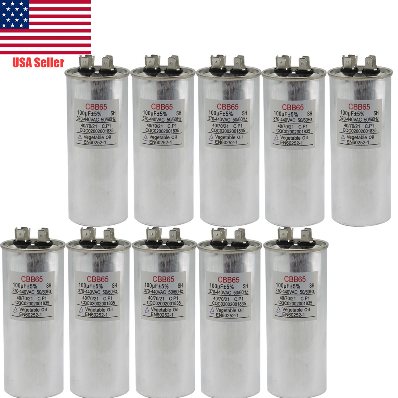 100uF 370 V 440 V VAC High Quality Motor Run Capacitor CBB65 - 10 Pack 100uF 370 V 440 V VAC High Quality Motor Run Capacitor CBB65 - 10 Pack