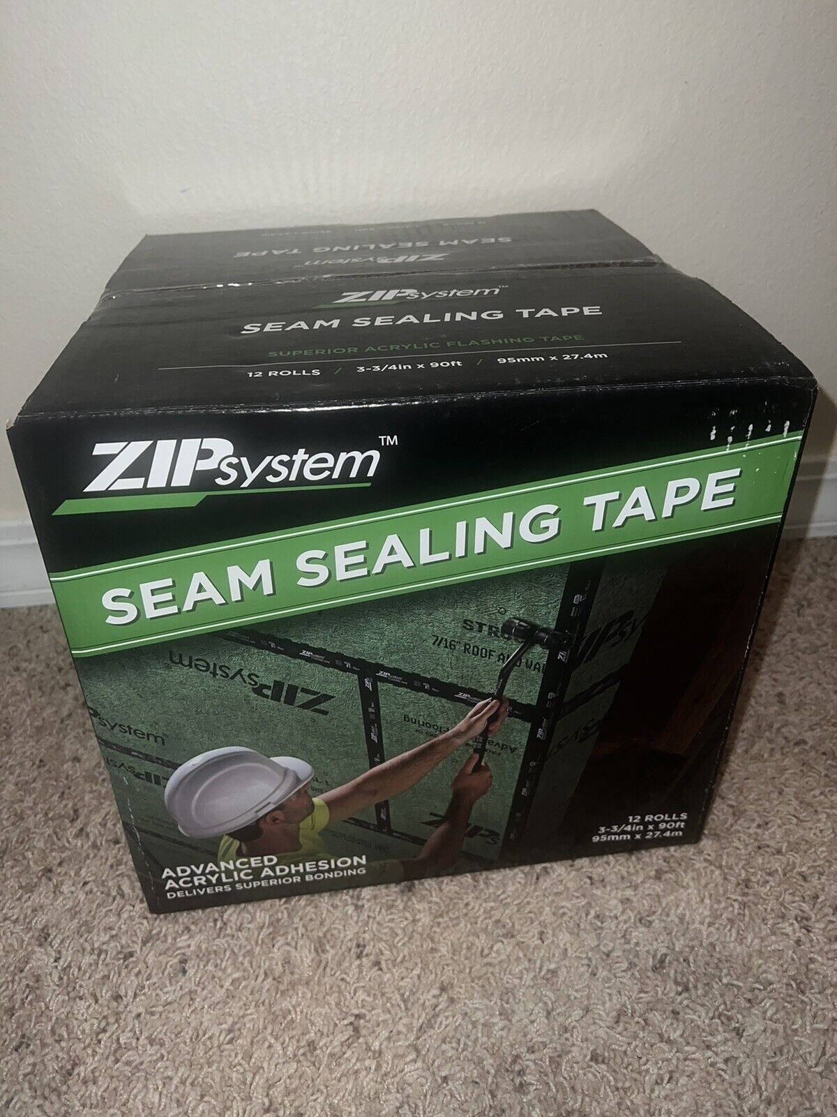NEW BOX Roll Zip System Window, Sheathing Flashing Tape 3.75”x90ft. 12 Rolls