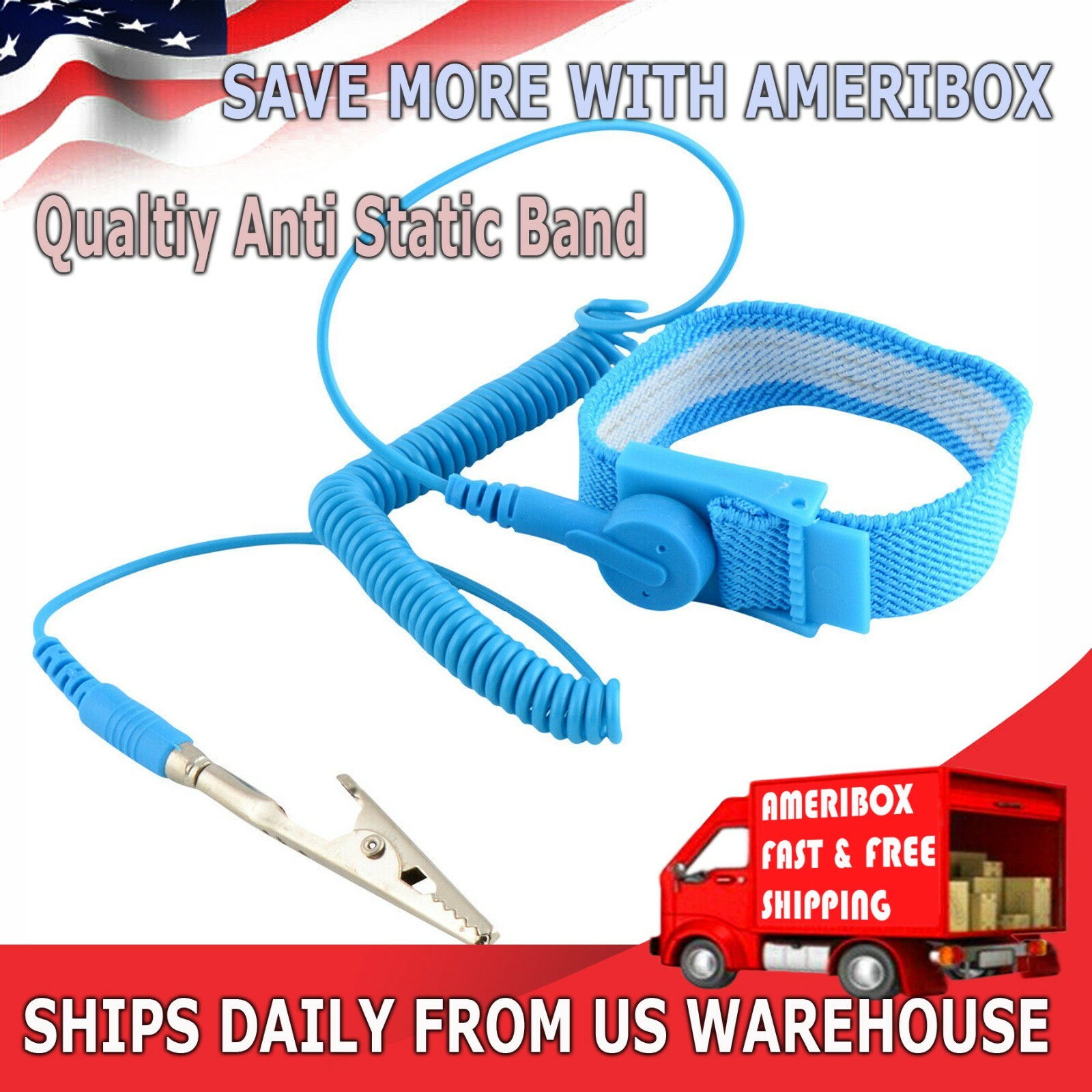 Anti-Static Wrist Band ESD Grounding Strap Prevents Static Build Up, Blue Anti-Static Wrist Band ESD Grounding Strap Prevents Static Build Up, Blue