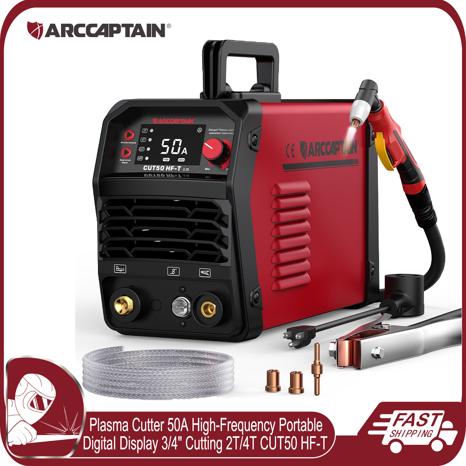 ARCCAPTAIN Plasma Cutter 50A CUT50 HF High-frequency Digital 3/4 ARCCAPTAIN Plasma Cutter 50A CUT50 HF High-frequency Digital 3/4