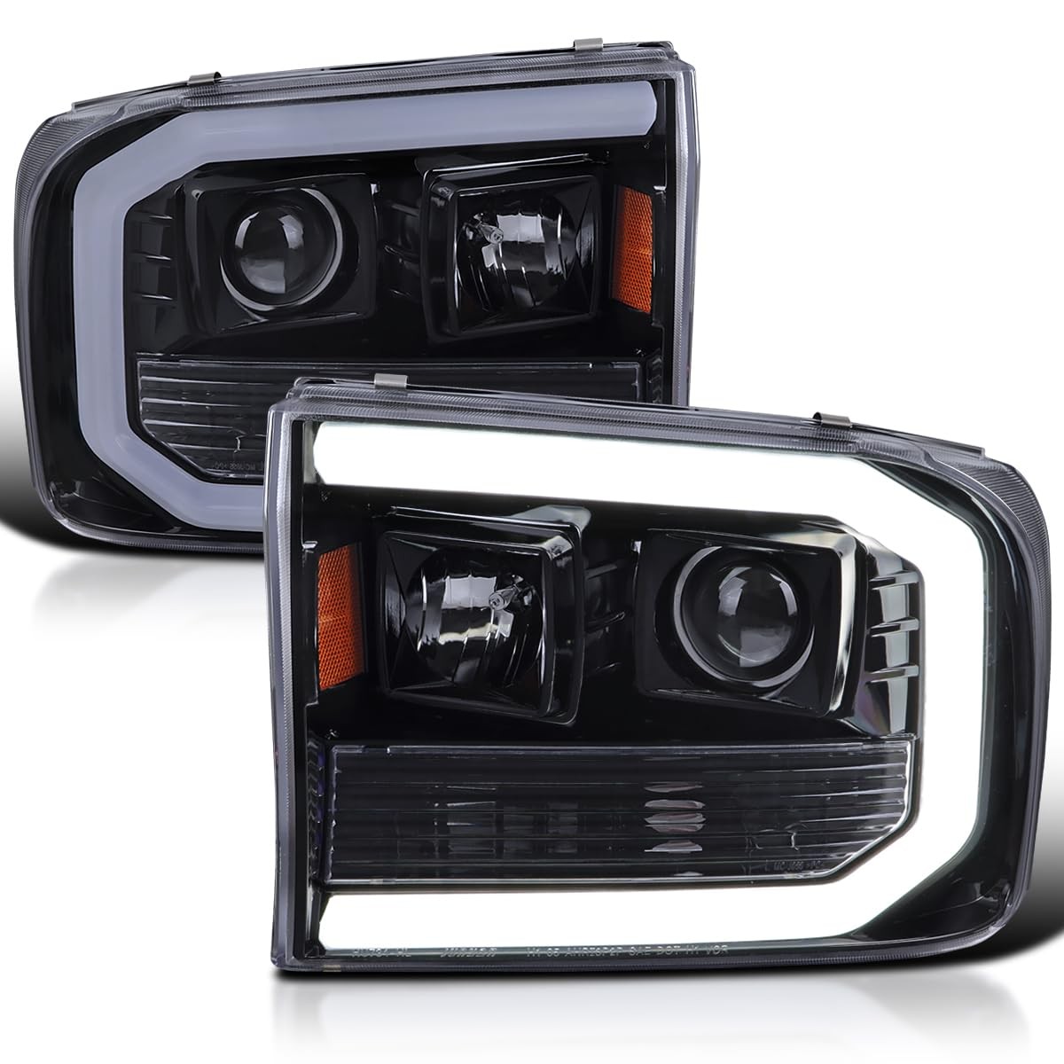 Glossy Black Smoke Projector Headlights w/LED Tube Glossy Black Smoke Projector Headlights w/LED Tube