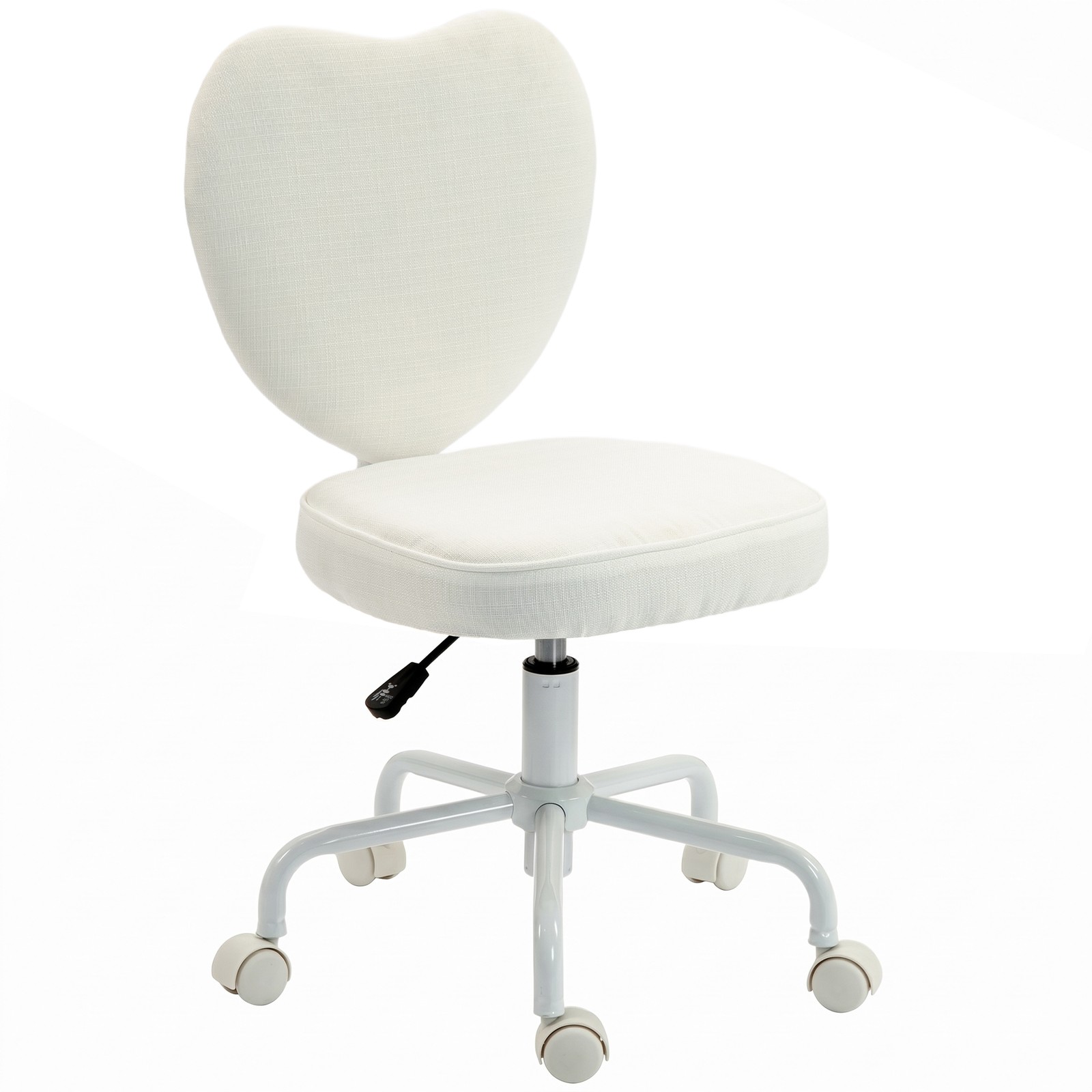 Armless Home Office Chair, Modern Fabric Makeup Vanity Chair, White Armless Home Office Chair, Modern Fabric Makeup Vanity Chair, White