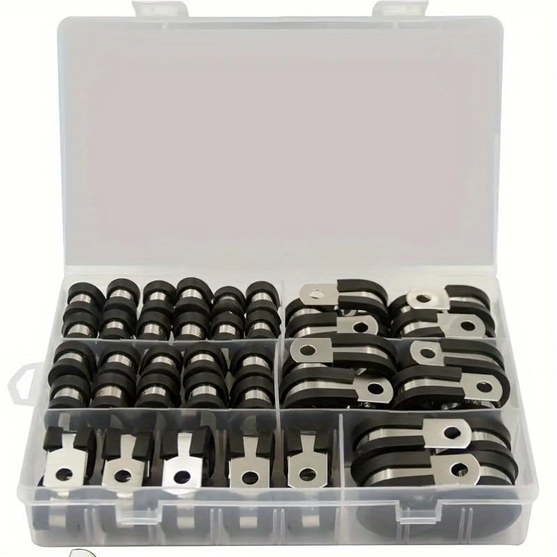 52PCS Wire Cable Clamps Set-Stainless Steel 304 Cushioned Loom Cable Rubber