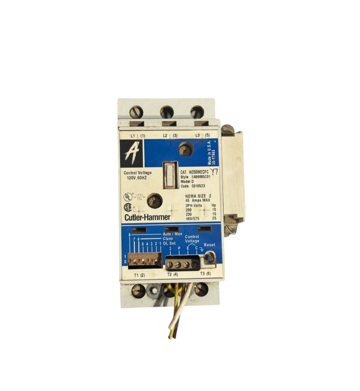 Cutler-Hammer W200M2CFC Advantage Series Motor Starter NEMA Size 2 45A 120V Cutler-Hammer W200M2CFC Advantage Series Motor Starter NEMA Size 2 45A 120V