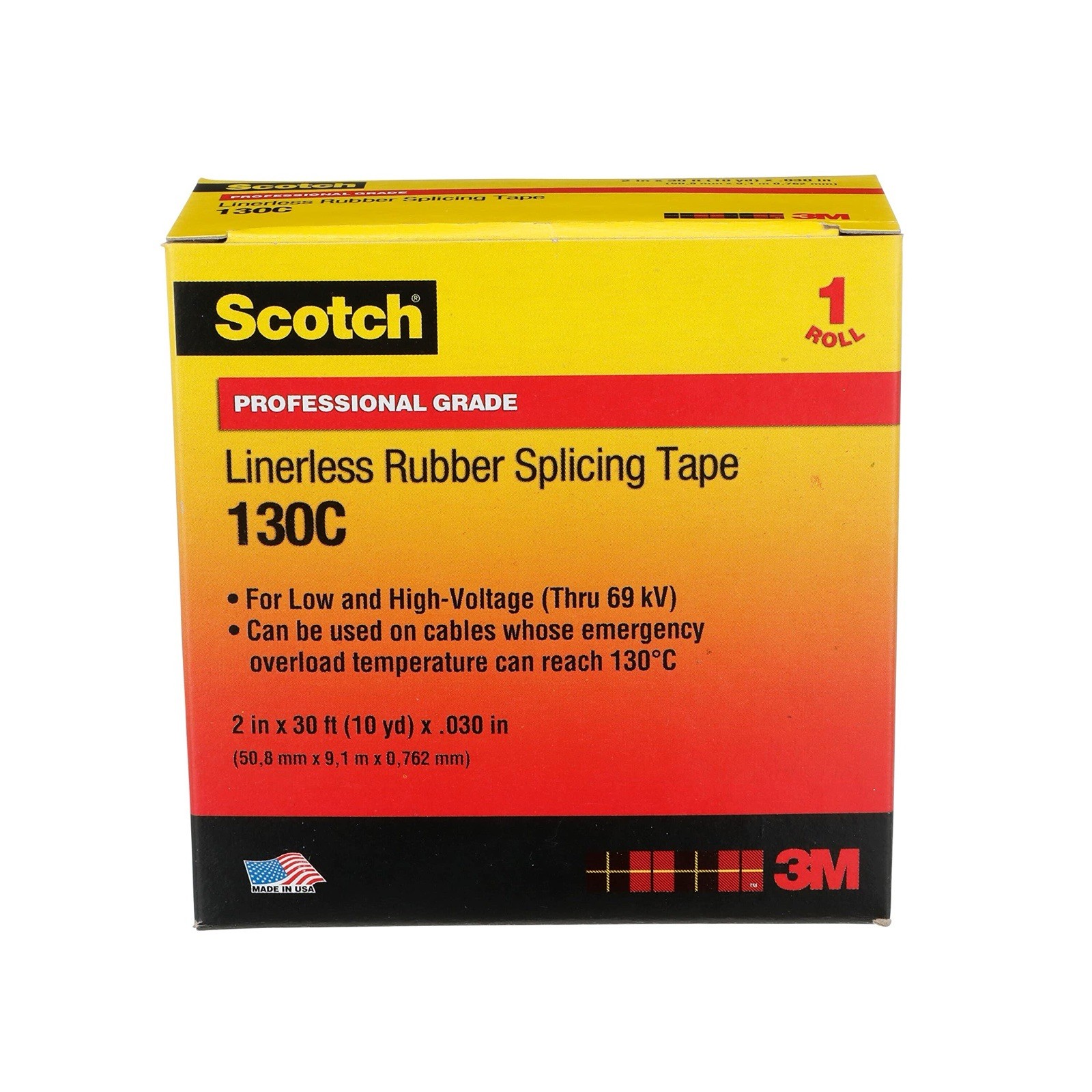3M 41754 Scotch Linerless Rubber Splicing Tape 130C, 2\ 3M 41754 Scotch Linerless Rubber Splicing Tape 130C, 2\